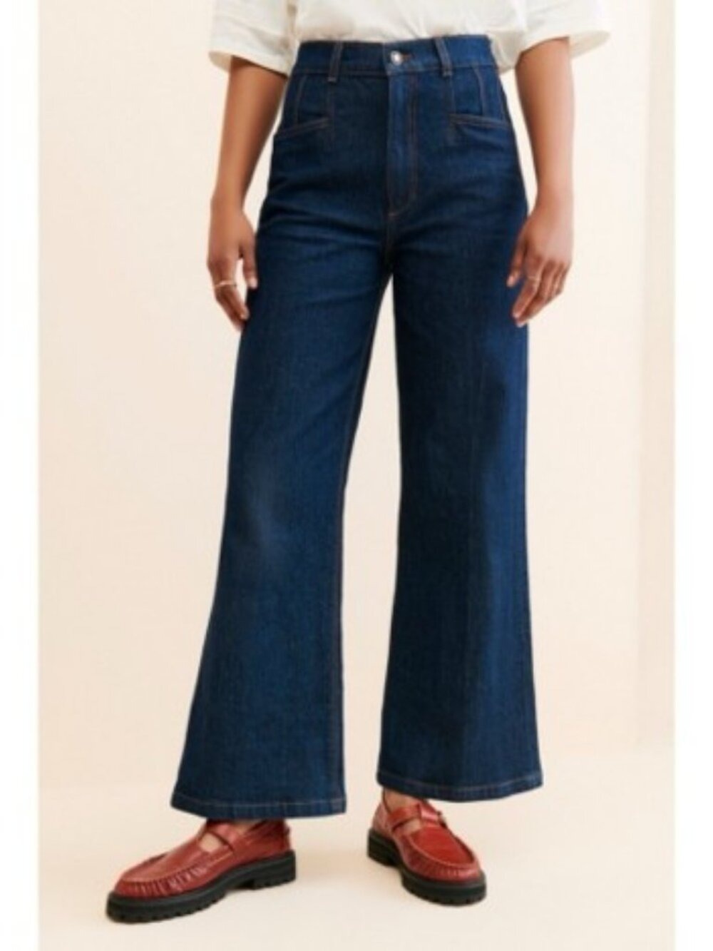 Favorite Daughter Jordie Jeans Super High Rise Wide Leg Dark Denim Wash 30 - Picture 2 of 12